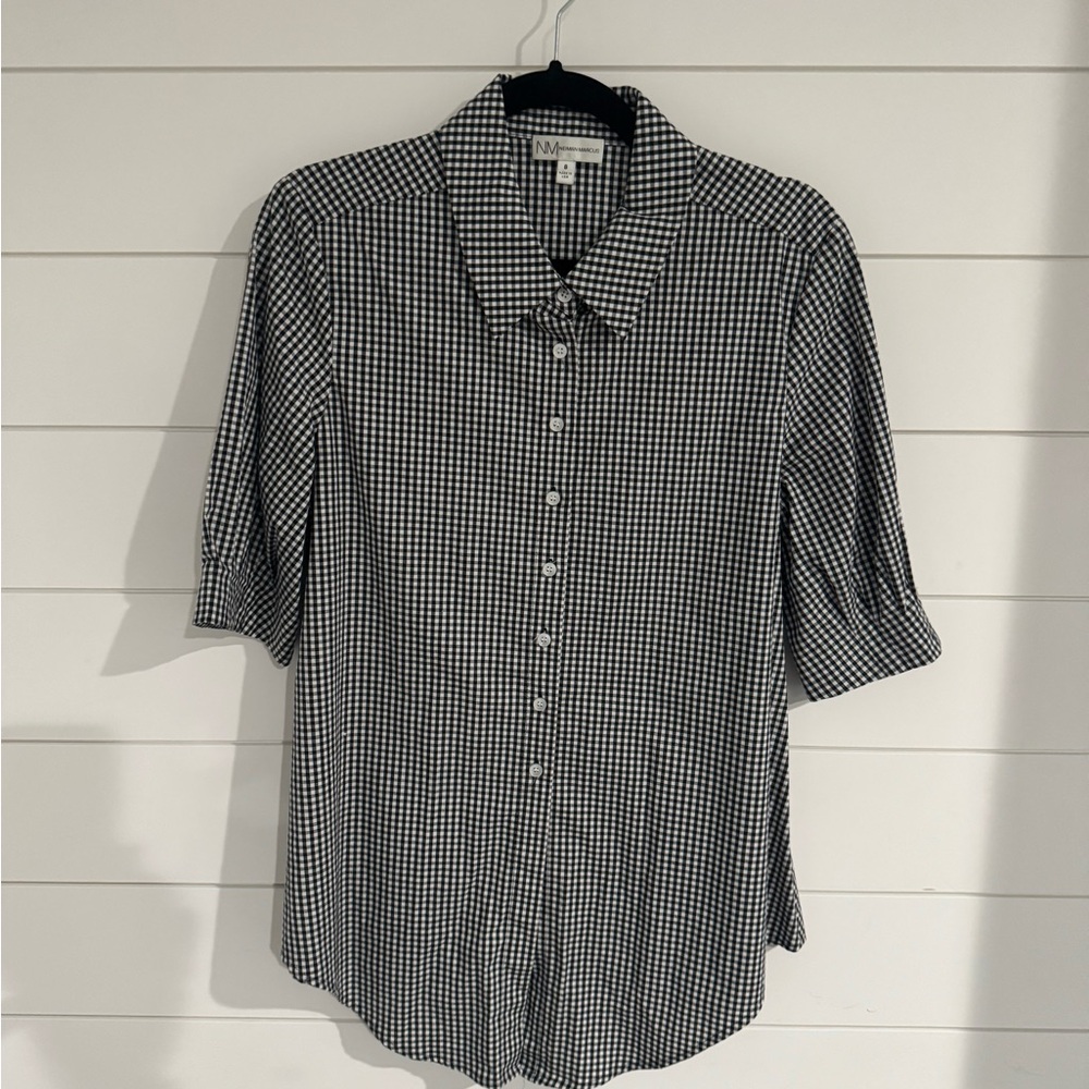 Neiman Marcus Monochrome Checkered Shirt